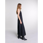 Robe longue satinée plissée