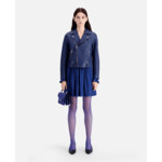Blouson Perfecto En Cuir Bleu Femme