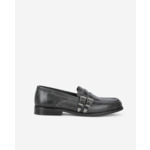 Mocassins En Cuir Noir Avec Boucles Western