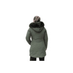 Veste longue avec capuche et bordures en fourrure