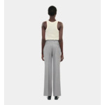 Pantalon Tailleur Droit En Laine Taupe Femme