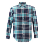 Chemise à manches longues à carreaux indigo