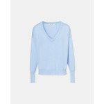 Pull fin à col V bleu ciel