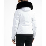 Veste de ski imprimée à col châle fourrure femme