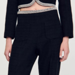 Pantalon taille haute en tweed