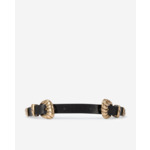 Ceinture Fine À Double Boucle En Cuir Noir