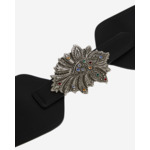 Ceinture Large En Cuir Noir Avec Boucle Fleur