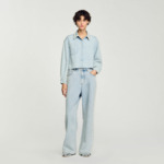 Chemise en jean à col perlé