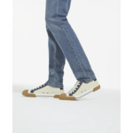 Sneakers Basses En Toile Avec Empiecements En Cuir