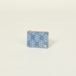 Porte monnaie plat en denim et cuir