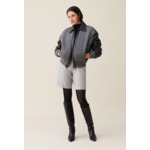 Bomber cuir bi matière gris