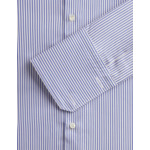 Chemise col figaret avec poignets mousquetaires en popeline rayée marine