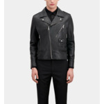Blouson Biker En Cuir Noir Homme