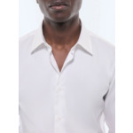Chemise à col droit en twill de coton