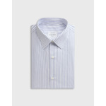 Chemise col figaret en popeline rayée marine