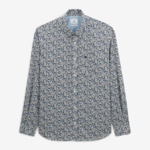 Chemise regular bleu azur imprimé paquerettes