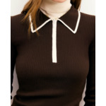 Pull Col Polo Bicolore Zippé