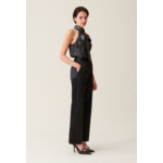 Pantalon satiné slim droit noir