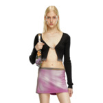 Cardigan crop en maille côtelée délavée