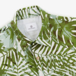 Chemise manches courtes regular imprimé feuilles vert militaire