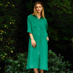 Laurence Tavernier - Robe Longue en popeline de viscose lin, Maldives