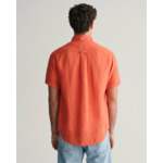 Chemise regular fit en lin teint en pièce à manches courtes