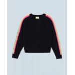 Pull Col V Bandes Manches Multicolore