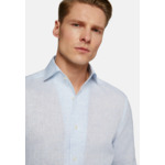 Chemise Bleu Clair En Lin Coupe Droite