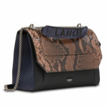 Ninon de Lancel - Sac rabat avec poignée - Grand modèle - Noir/Bleu/Brun