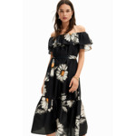 Robe midi volants marguerites