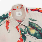 Chemise manches courtes regular imprimé hibiscus blanc off-white