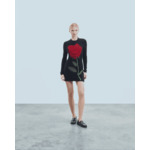 Robe Courte Manche Longue en Cachemire Brossé