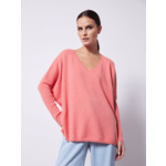 Pull poncho cachemire col V Faustine WATERMELON