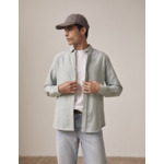 Chemise gaspard col américain en oxford gratté uni vert