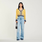 Chemise courte en soie imprimée