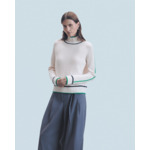 Pull Col Montant Tricolore Maille Perlée