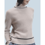 Pull Col Montant Tricolore Maille Perlée