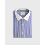 Chemise col figaret en popeline rayée avec col et poignets en popeline blanche violet