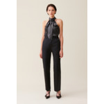 Pantalon satiné slim droit noir