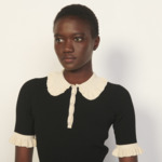 Pull polo en maille côtelée