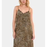 Robe Nuisette Longue En Soie Imprimé Léopard Femme