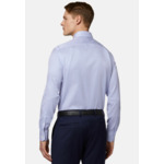 Chemise Bleu Roi À Rayures En Sergé De Coton Coupe Droite