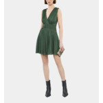 Robe Courte Tissu Crinkle Verte Femme