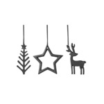Black XMAS suspension décorative, 3 pcs 10 x 8 cm