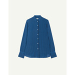 Chemise Marion en crêpe de soie rayée bleue