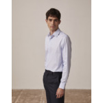 Chemise col figaret en twill de coton rayé bleu