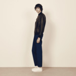 Blouson teddy en cuir lisse
