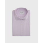 Chemise col italien en façonné uni rose