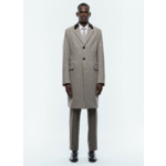 Manteau en drap de laine à chevrons