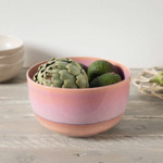Perlemor Coral - Grand saladier, rose, en porcelaine haut de gamme
